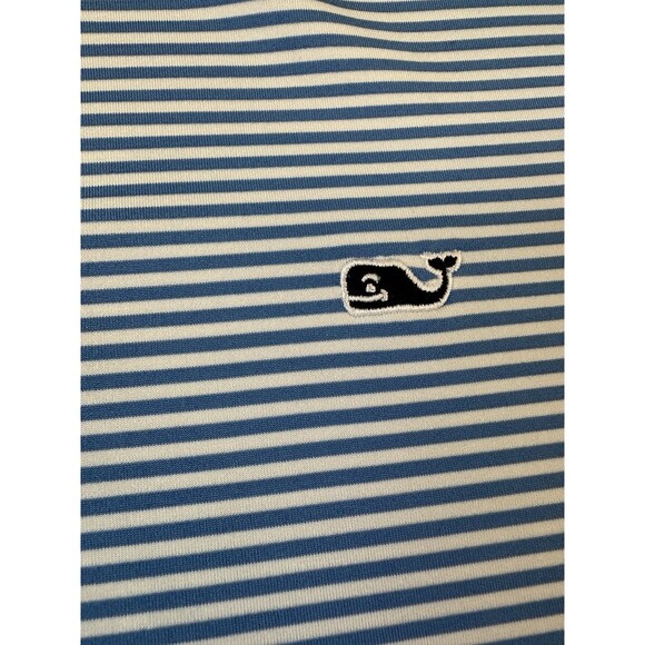 Vineyard Vines Men’s Polo Shirt XXL Blue White Stripe Performance Stretch Whale - Picture 11 of 15